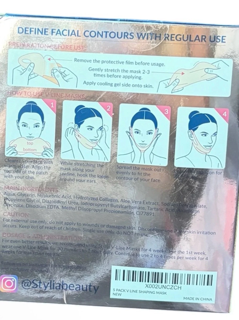 Stylia V-Line Lifting Hydrogel Collagen Mask  NIB